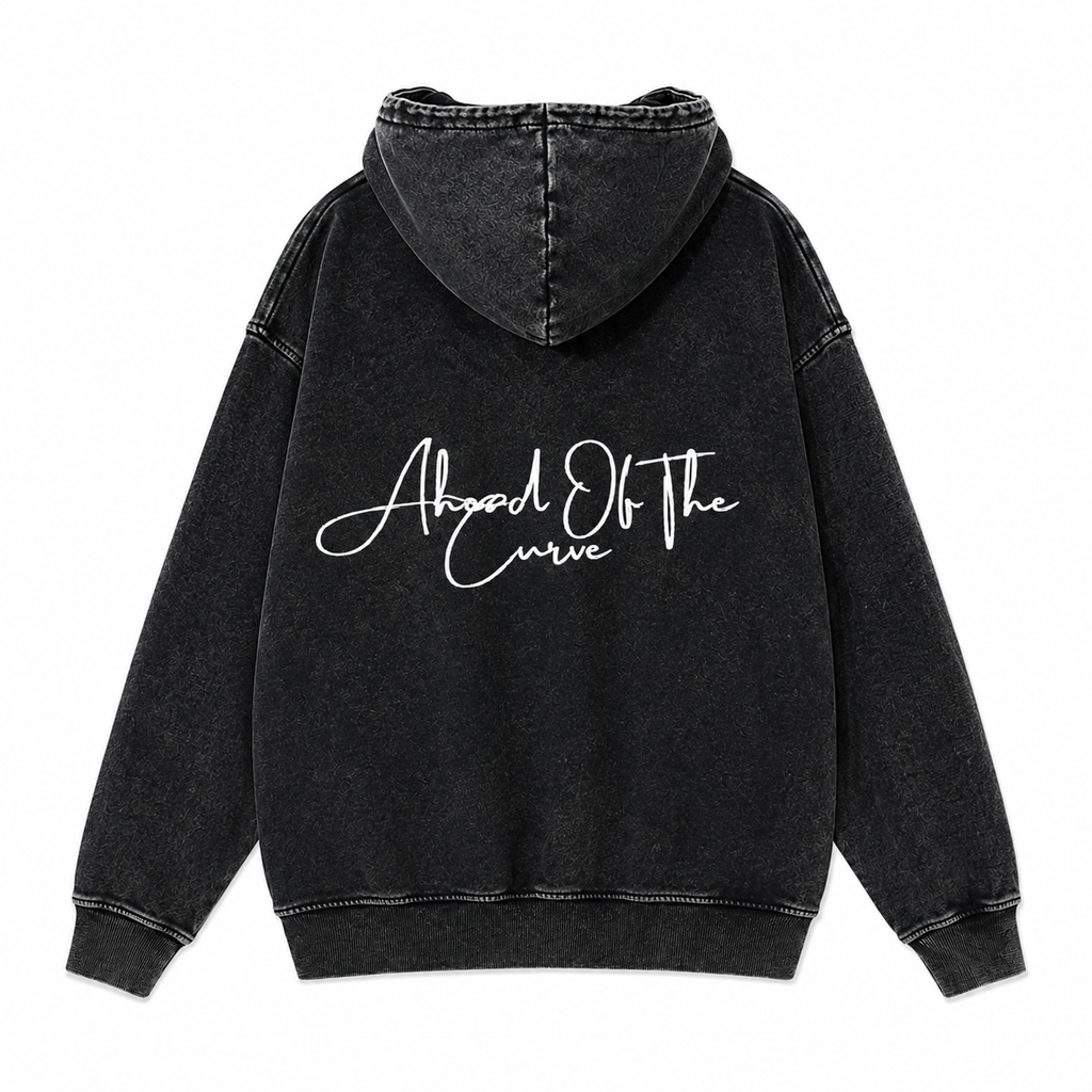 Ahead Of The Curve- Washed Black Hoodie