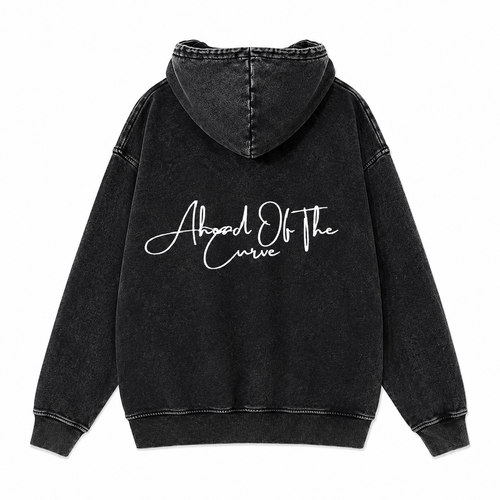 Ahead Of The Curve- Washed Black Hoodie
