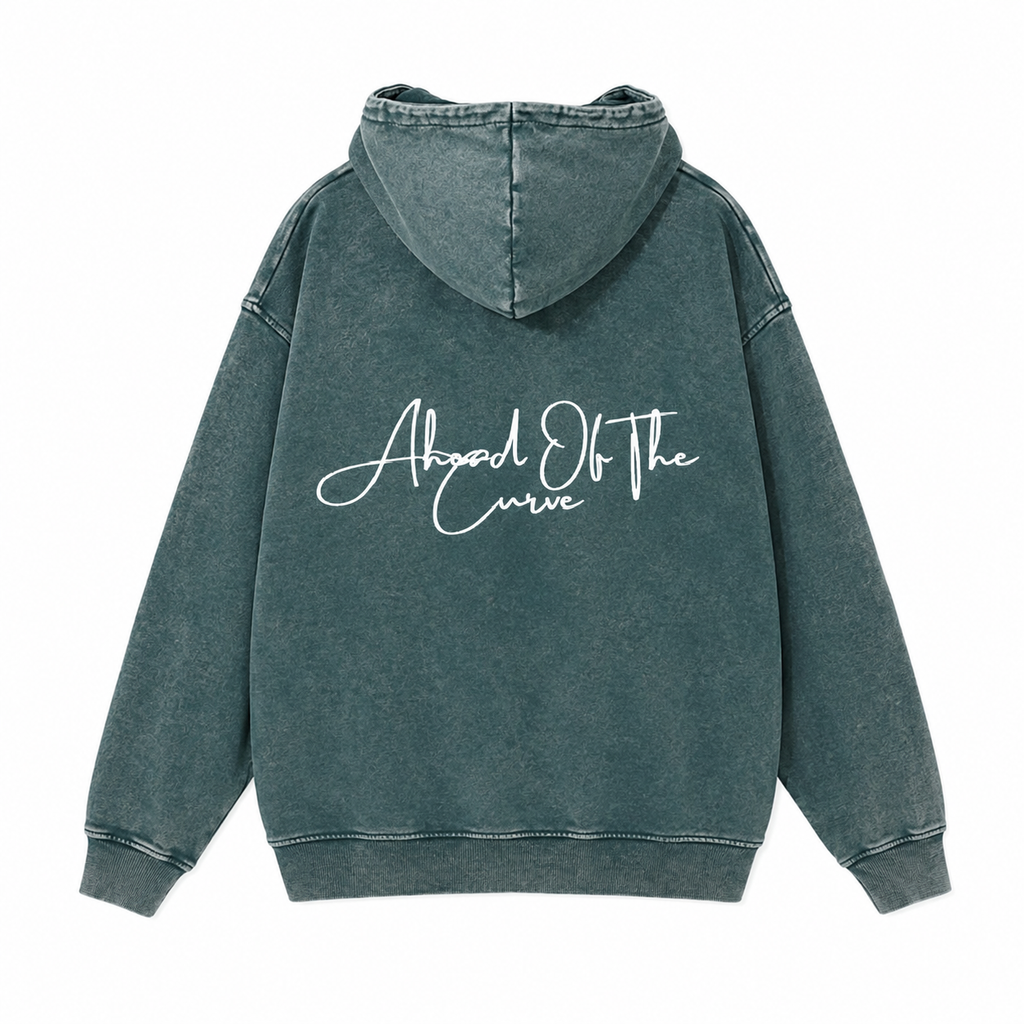 Ahead Of The Curve- Washed Green Hoodie