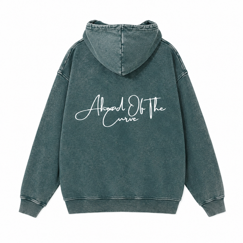 Ahead Of The Curve- Washed Green Hoodie