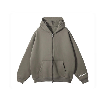 Double Zipped Heavyweight Hoodie- Mocha