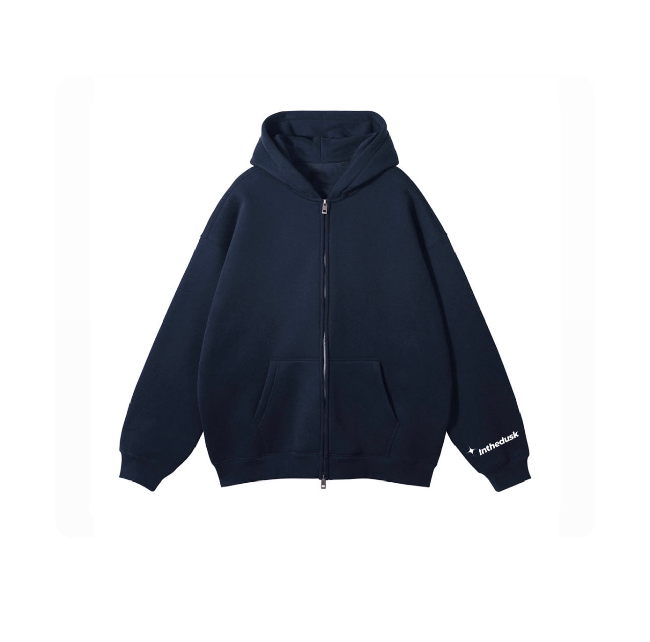 Double Zipped Heavyweight Hoodie- Navy