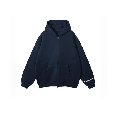 Double Zipped Heavyweight Hoodie- Navy